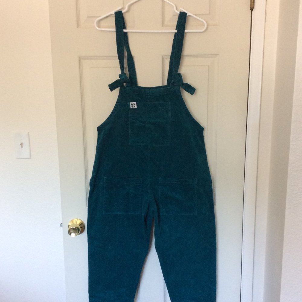 Lucy and Yak teal corduroy overallls